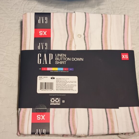 NEW GAP Women's Linen Button Down Shirt Multi Striped - Picture 8 of 9